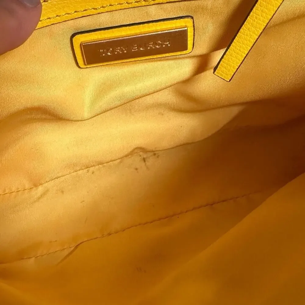 Tory Burch Yellow Leather Crossbody | Gold Chain Strap